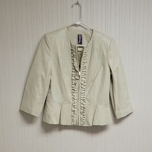 Zelda Elegant Off White Lamb Leather 3/4 Sleeve Jacket Sz 8 indie festival